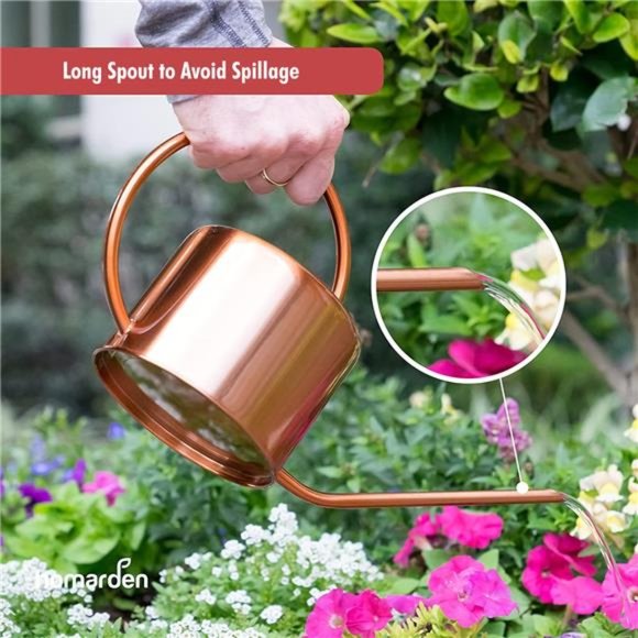 40oz. Copper-Colored Indoor Plant Watering Can -Long Spout - Rust-Resistant - Picture 3 of 7